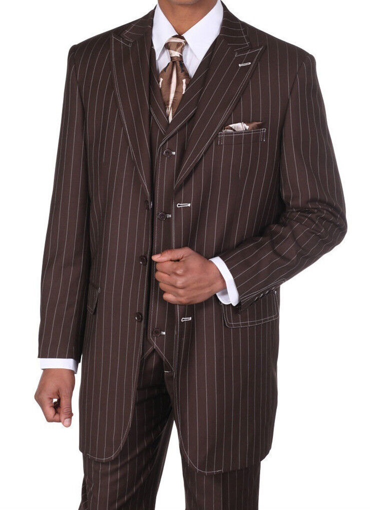 Fortino Landi supreme Men's Gangster Pinstripe 3 w Popular brand in the world Vest 590 Suit Button