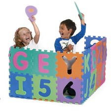 Tappeto Gioco PUZZLE 36 pezzi con Numeri, Lettere e Operazioni Colori accesi