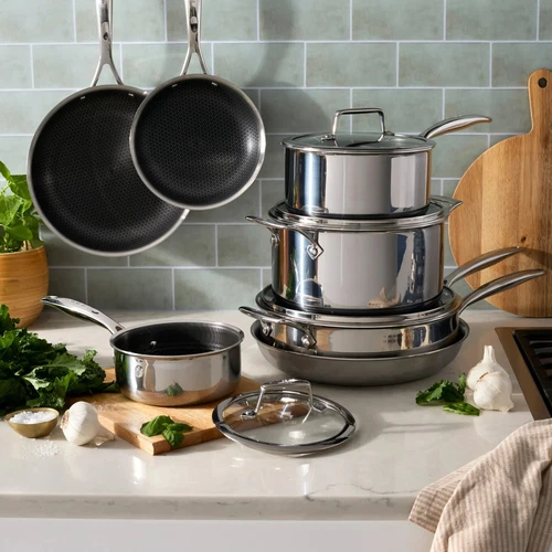 Henckels Paradigm 11–Piece Nonstick Stainless Steel Cookware Set Induction Ready