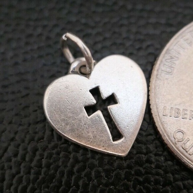 James Avery Crosslet Heart Cross Charm Sterling Silver 925 Faith