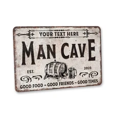 Custom Man Cave Sign Beer Bar Decor Gift For Dad Metal Bar Sign 108122002139