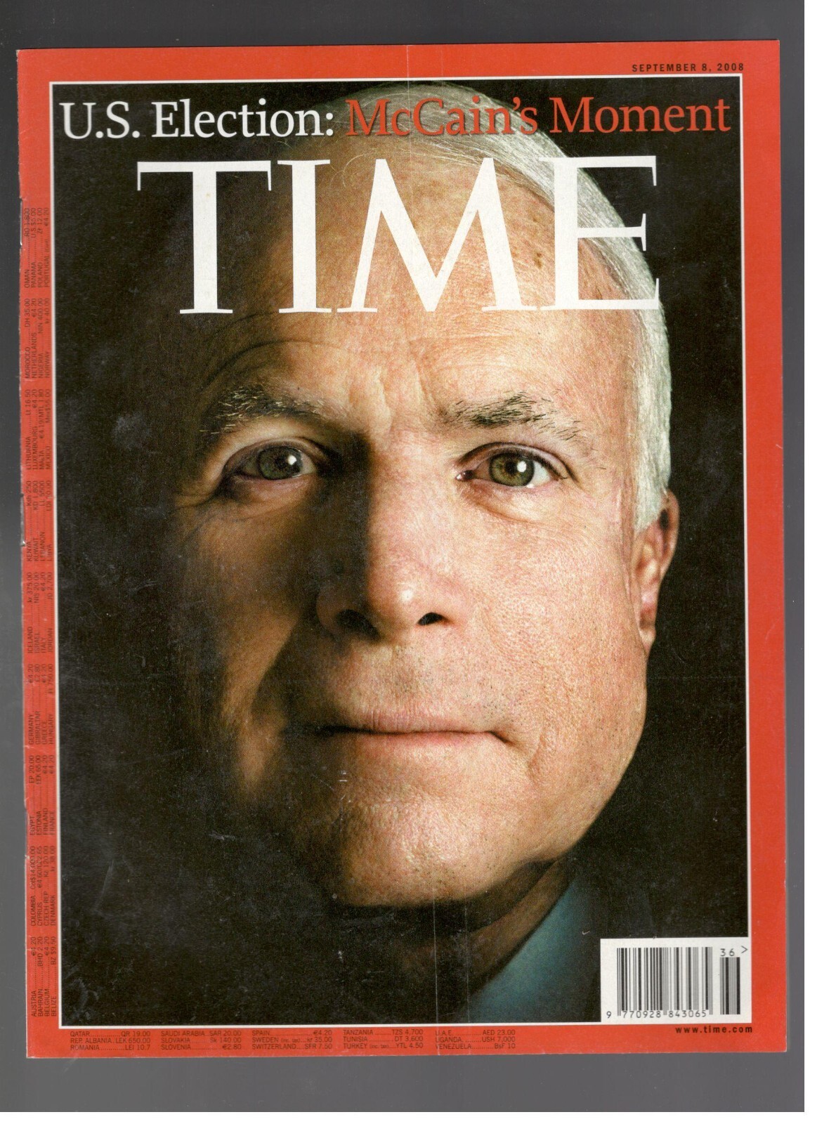 Time Magazine September 8, 2008 U.S.A. Election McCain's Moment