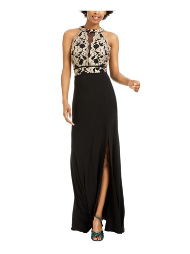 slim fit dress slacks Morgan & Co 10141 Formal Long Metallic Prom Dress main image 0