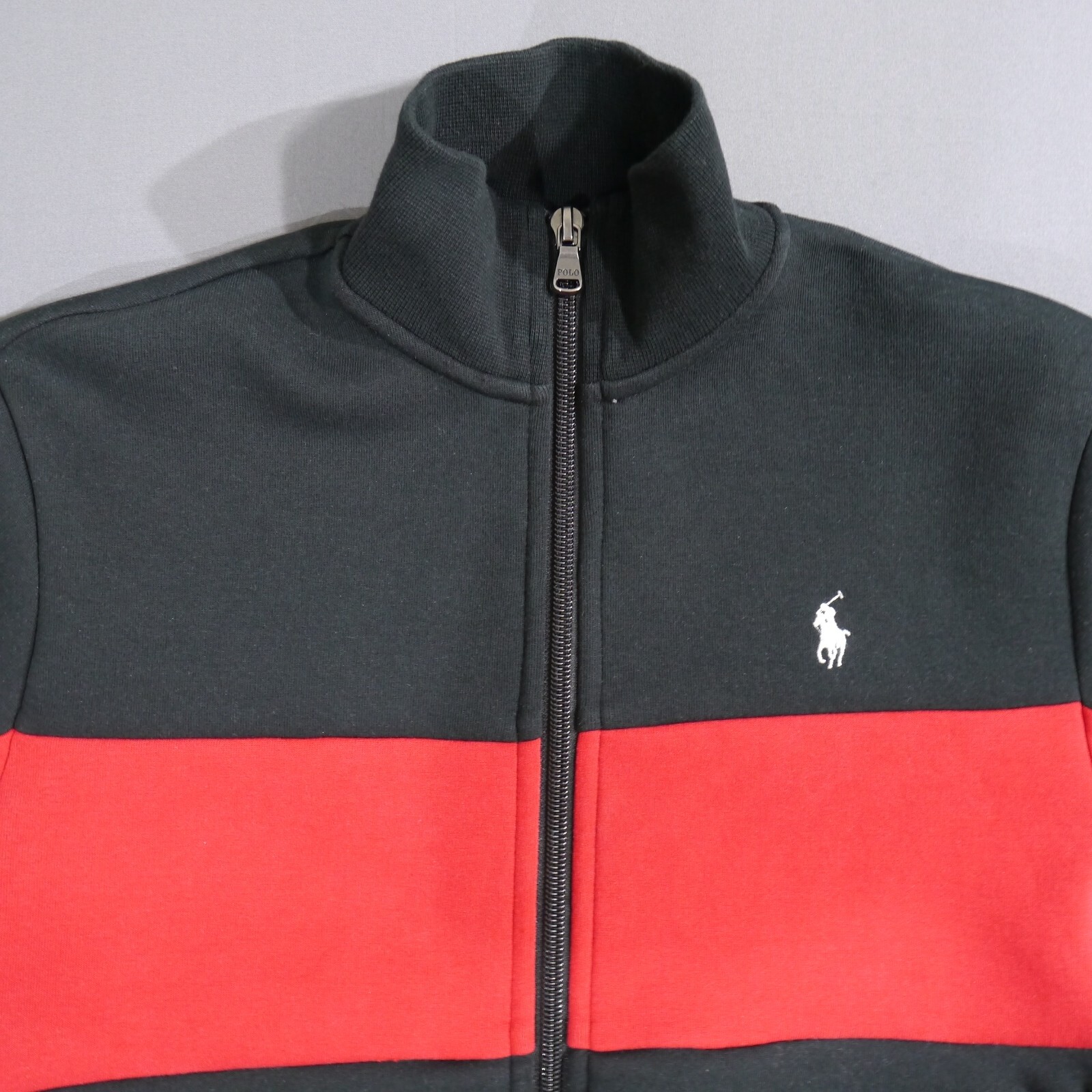 Polo Ralph Lauren Giacca Pista Doppia Maglia Ragazzo Taglia M (10 12) Nero Rosso Pony