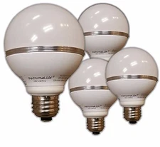 LED G25 Globe Light Bulb.   Lot of 4.  8W replaces 70W Warm. Dimmable 2700K