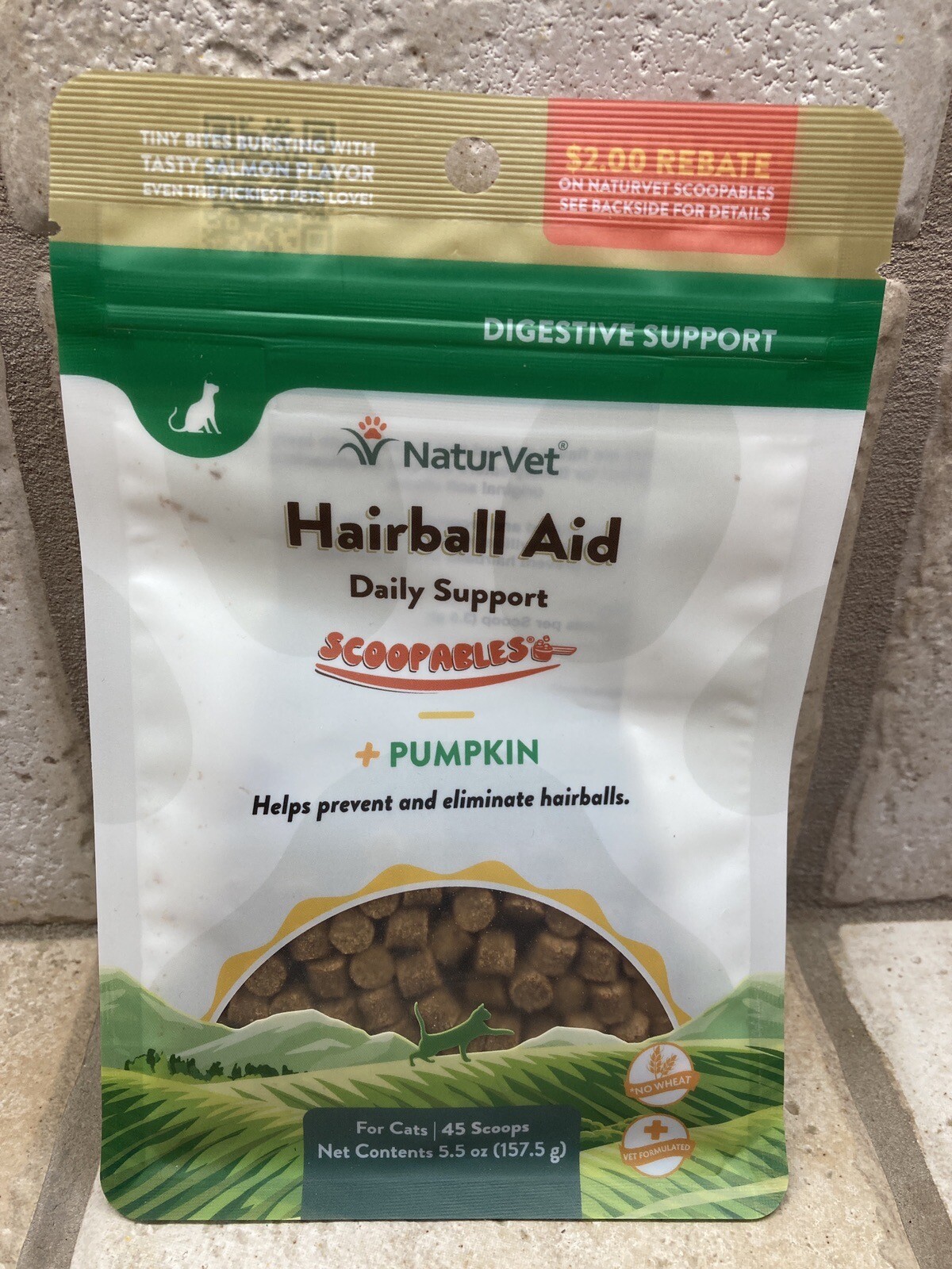 NaturVet Hairball Aid Daily Support for Cats, Pumpkin, 45 Sc