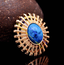 10X Gold Flower Turquoise Starburst Leathercraft Belt Decor Leather Oval Concho
