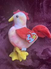 Rare TY Beanie Babies Baby Doodle Rooster  1996 TAG ERRORS PVC 4171 