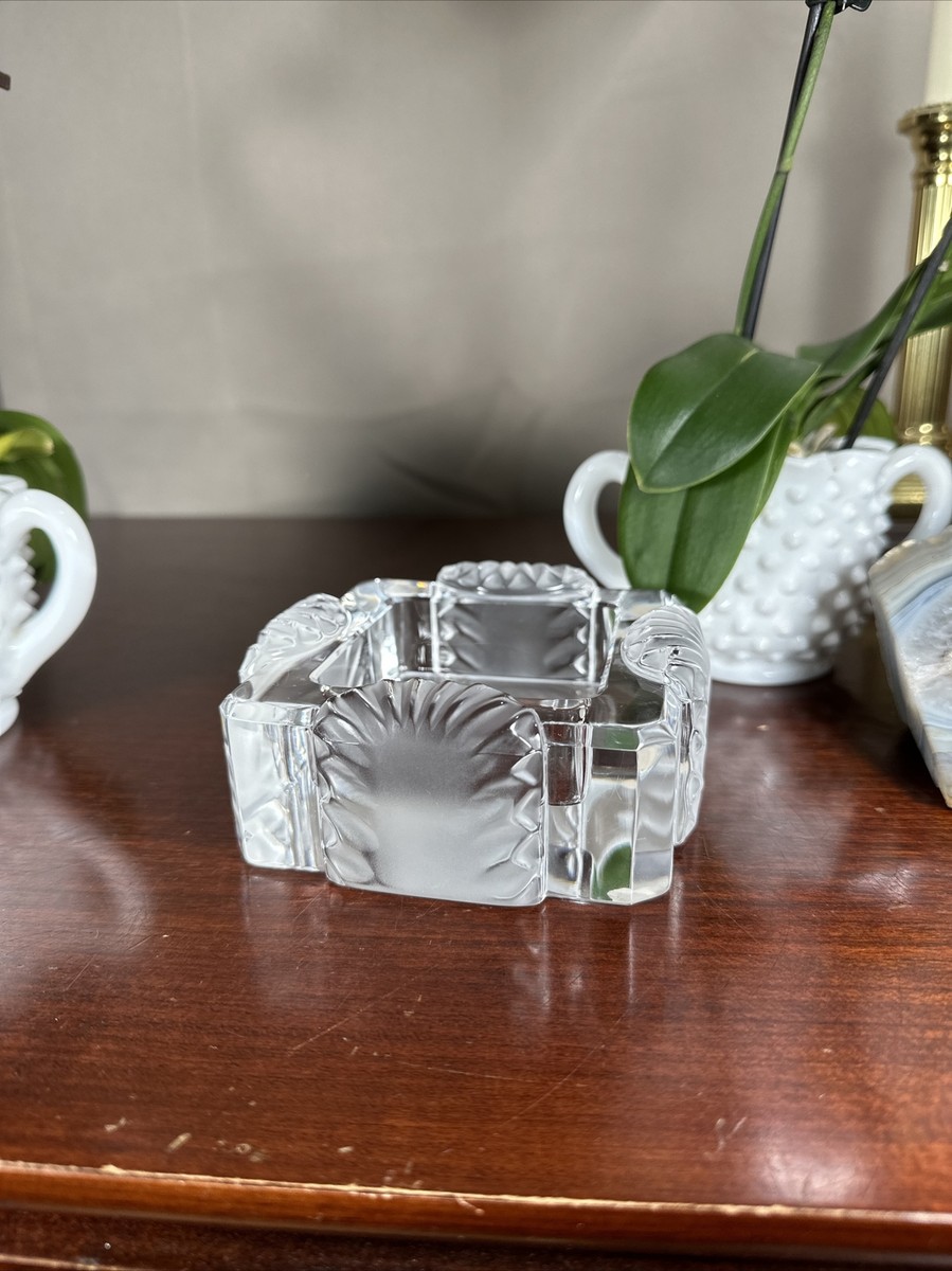 Vintage Lalique BOITE CORFU Sea Shell Clear Frosted Ashtray Vg++