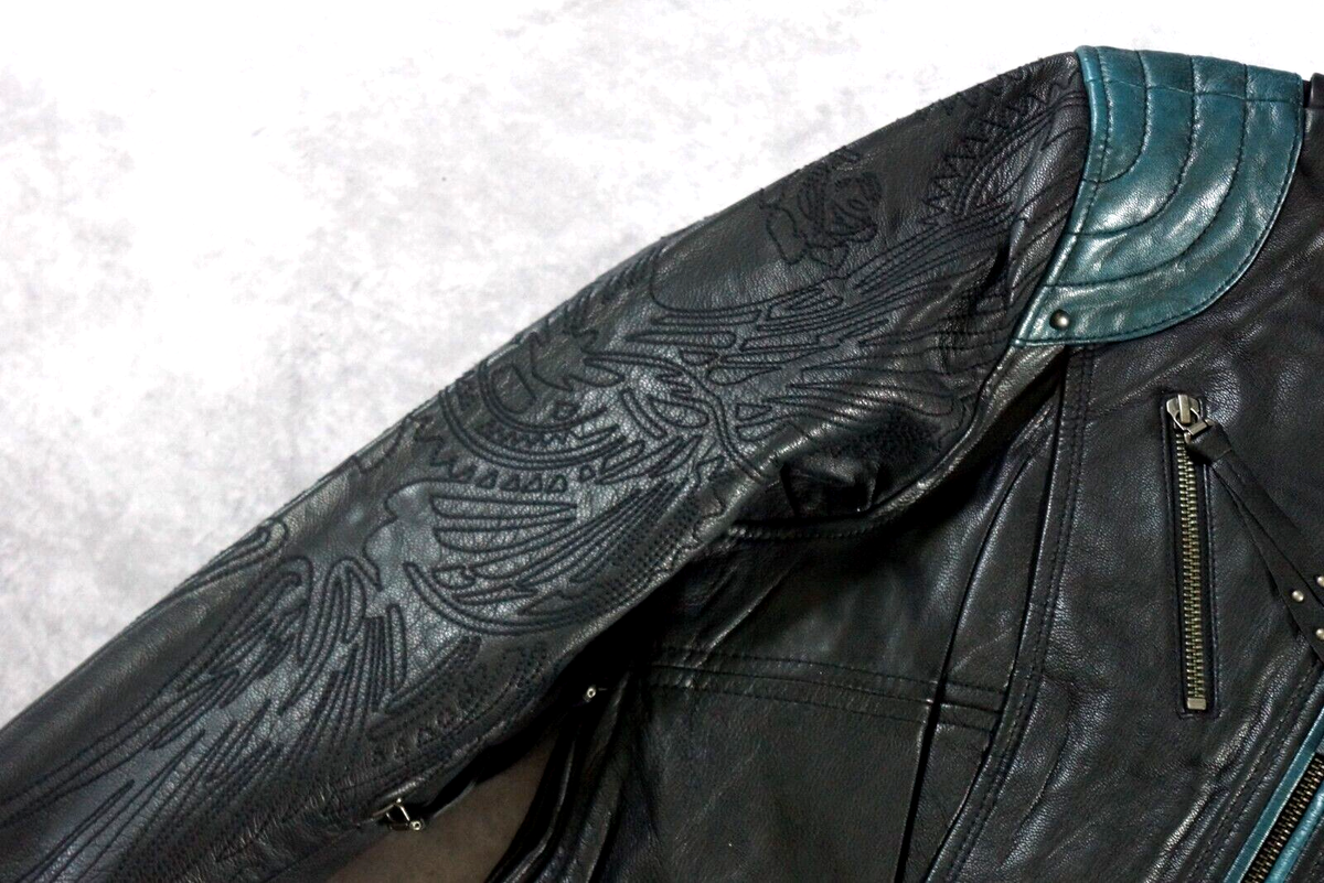 Harley Davidson Women's Impulsive Winged Rose Black Leather Jacket