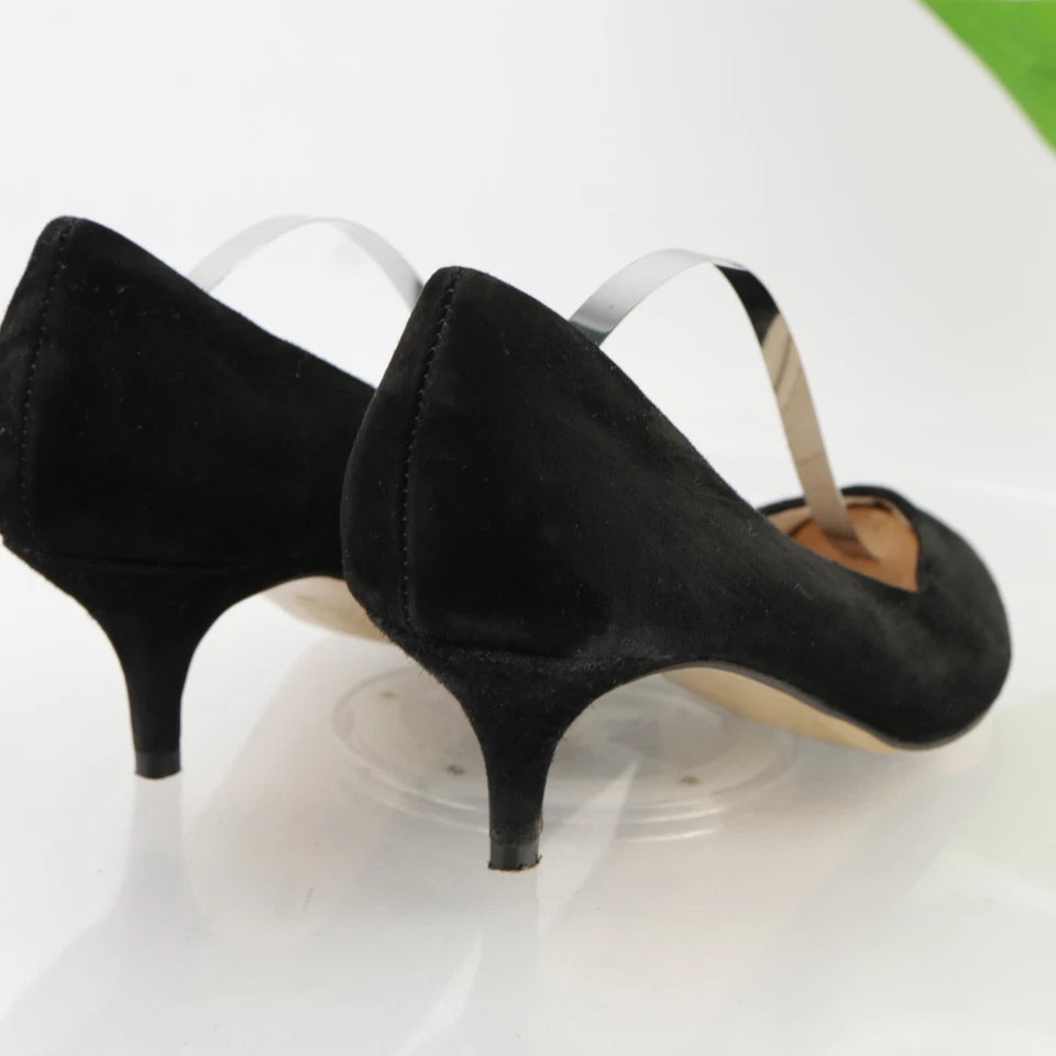 ALL BLACK Womens Pump Size 39 8 Black Suede Kitten Heel Pointed Dress Shoe - Image 4 of 4