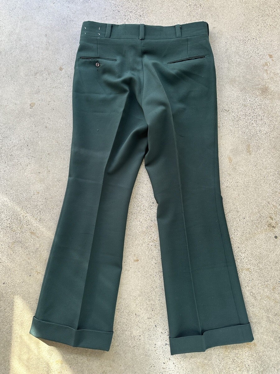 Vintage 60s Green Cotton Slacks Size 34 x 30 Made in USA Talon