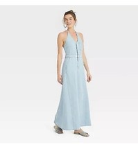 Women's Halter Neck Denim Maxi Dress - Universal Thread Size 12
