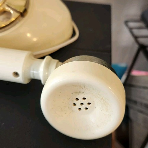 70er Jahre französischer Stil Wählscheibentelefon elfenbein mit Kabeln - funktioniert - Bild 4 von 12