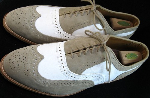NEW Allen Edmonds "BROADSTREET" Wingtip Spectator Oxfords 14 EEE Tan/White(369N) - Picture 4 of 13