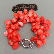8" 2 Strands Red Orange Top-drilled Coral Bracelet