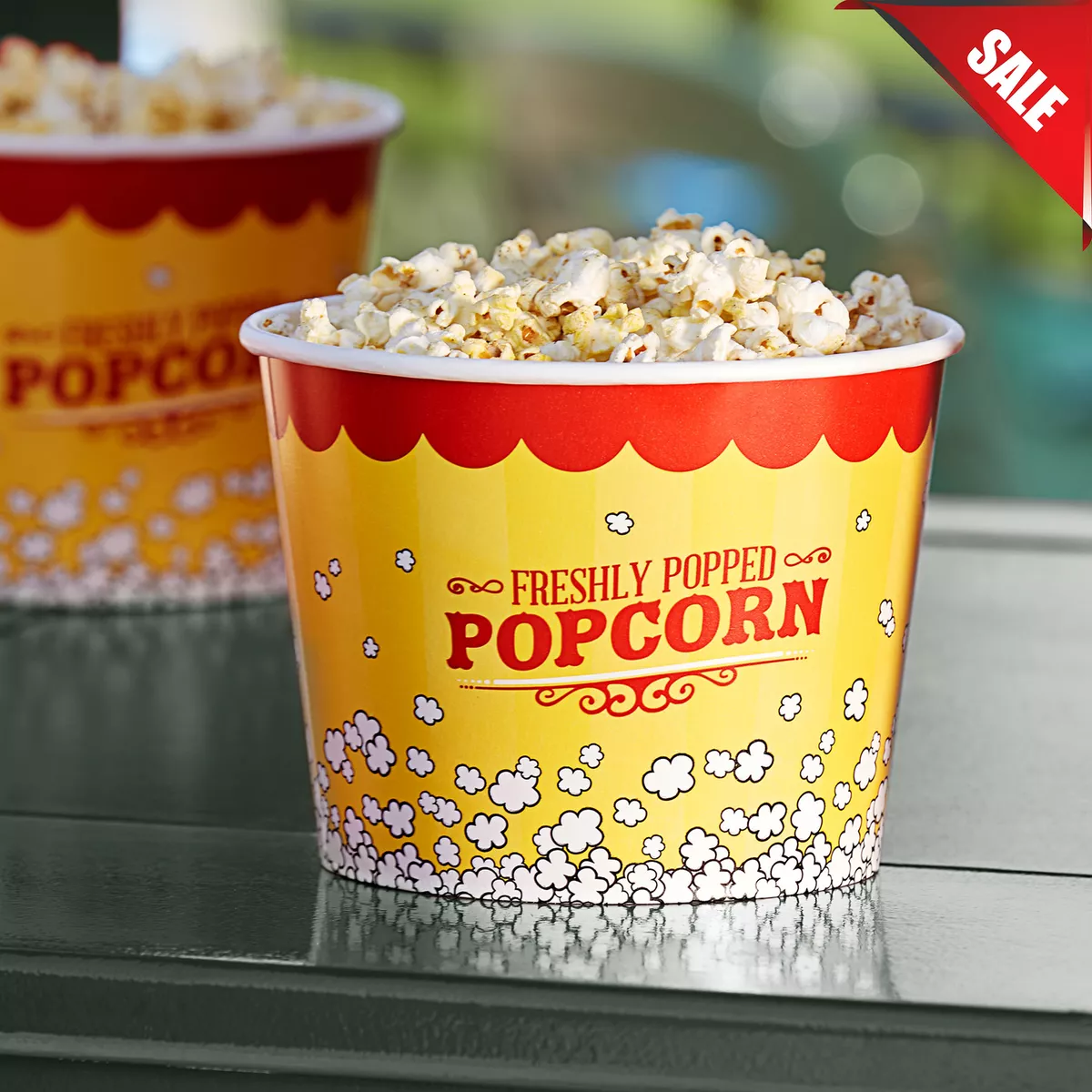150 Pack 85 oz. Round Paper Movie Theatre Concession Popcorn Bucket Pop Corn