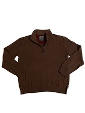 Woolrich 1/4 Zip Sweater Cotton Wool Blend Long Sleeve Men  s L Brown Pullover
