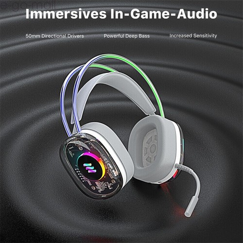 Wired/Wireless Gaming Headset LED Cat Ear Headphones For Computer Phone with Mic - Picture 51 of 61