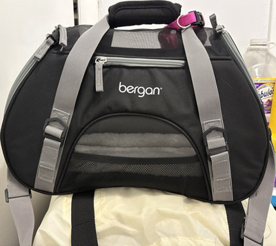 Bergan Comfort Airline Pet Carrier Small Nylon Tote Bag Black/Gray Mesh Panels