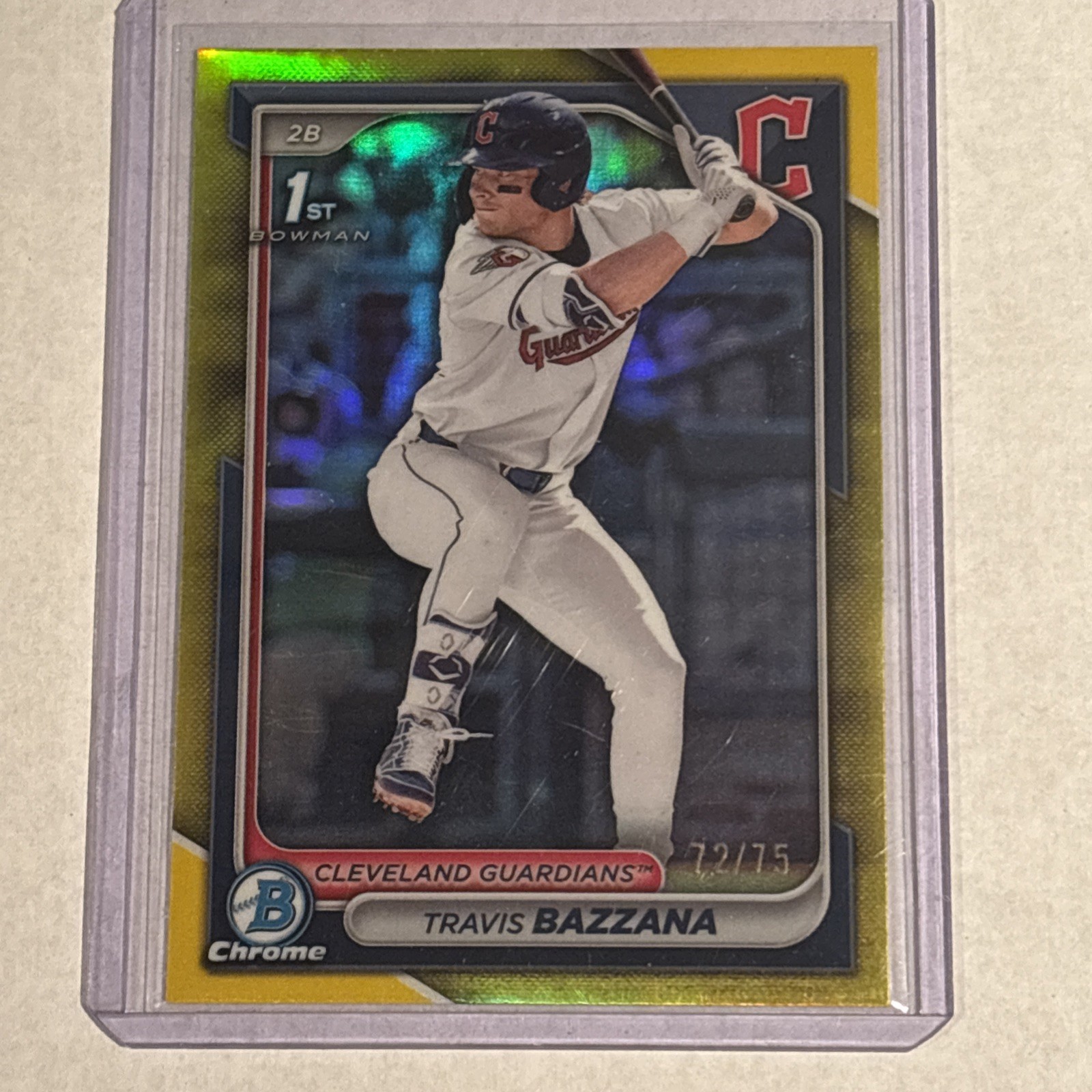 Travis Bazzana Guardians 2024 Bowman Chrome 1st Yellow Refractor /75
