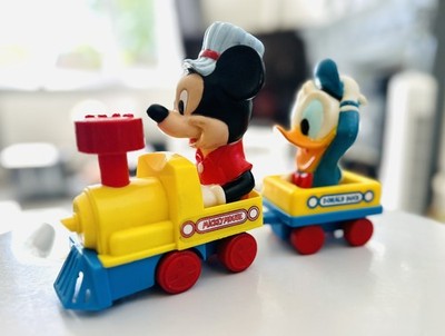 Vintage 1987 Disney Mickey Mouse Ingenieur Mickeys Aufziehzug Spielzeug mit Donald