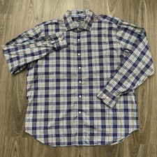 Peter Miller Collection Purple Blue Plaid Shirt 100 Cotton 2XL Dress Casual