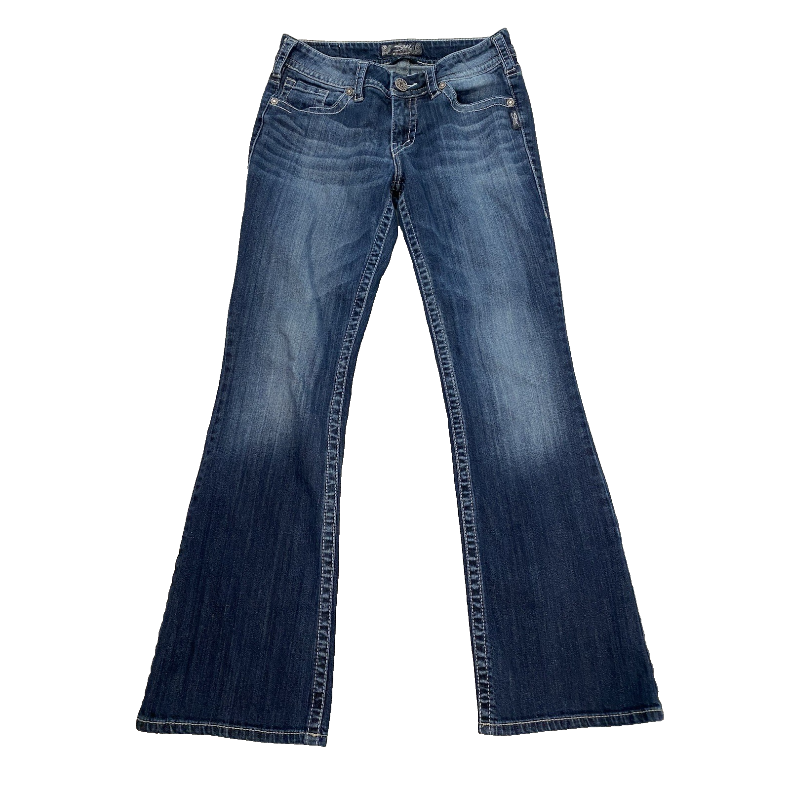Silver Jeans Suki Womens Size W29/L32 Dark Denim Bootcut Mid Rise Embellished