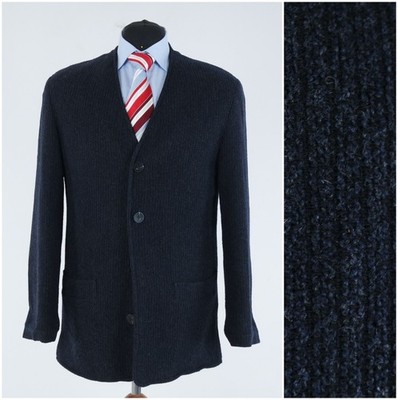 Mens Knitted Blazer 42S US Size ENGBERS Dark Blue Wool Sport Coat Jacket