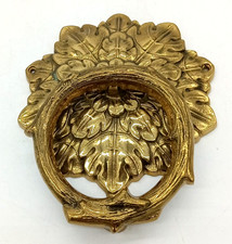 Vtg Fritz Brass Flower Door Knocker Branch Ring Drop Hollywood Regency Korea