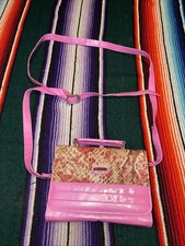 Bolso de hombro Y2K rosa imitación piel de serpiente cartera para mujer