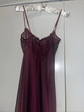 VTG Victoria s Secret Purple Maxi Nightgown Sheer XS Velvet Straps Ruffles