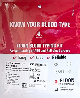 Original Home Blood Typing Kit - New Package + Improved Lancet (2 kits)