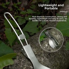 Lightweight Titanium Fork and Spoon Set for Camping Hiking Backpacking 17.9g