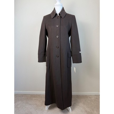 Murano Women 100% Wool Maxi Coat 4 Brown Single Breasted Dark Academia Old Money