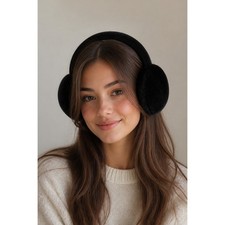 FURFUR Black Faux Fur Ear Muffs One Size