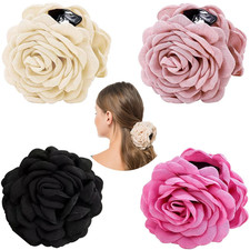 4 PCS Rose Flower Claws Clips Large Hawaiian Rose Hair Clips Floral Hair Clip Ro