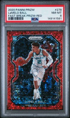 2020 Panini Prizm Basketball Lamelo Ball #278 Fast Break Red 064/125 RC PSA 8