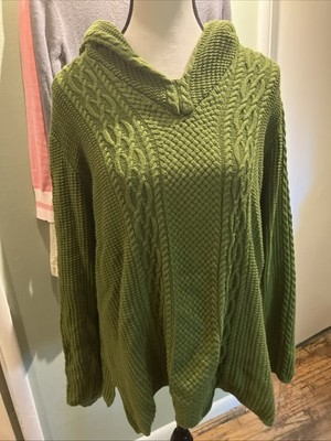 VNTG Boho Jean Pierre Cable Knit Turtleneck Sweater Green Size Large Covers Bum