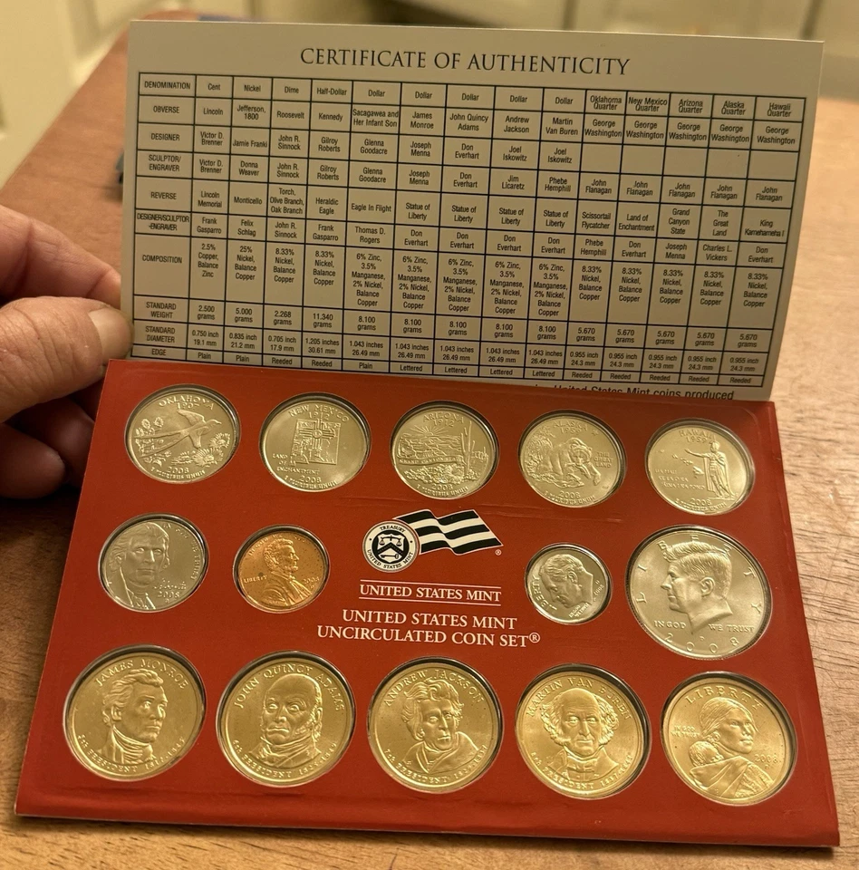 2008 Philadelphia & Denver US Mint Sets Uncirculated w/COAs~28 Coins Total - Image 4 of 4