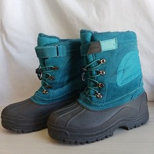 Lands End Youth Unisex Insulated Snow Boots, Turquoise/Gray , Size 6