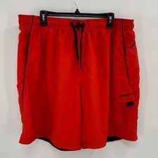 Speedo Swim Shorts Mens XXL Cargo Pocket Red Black Mesh Lined Board Shorts Beach