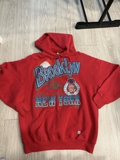 Vintage 90s Discus Athletic Made In USA Brooklyn Red Hoodie Essential Men’s XL