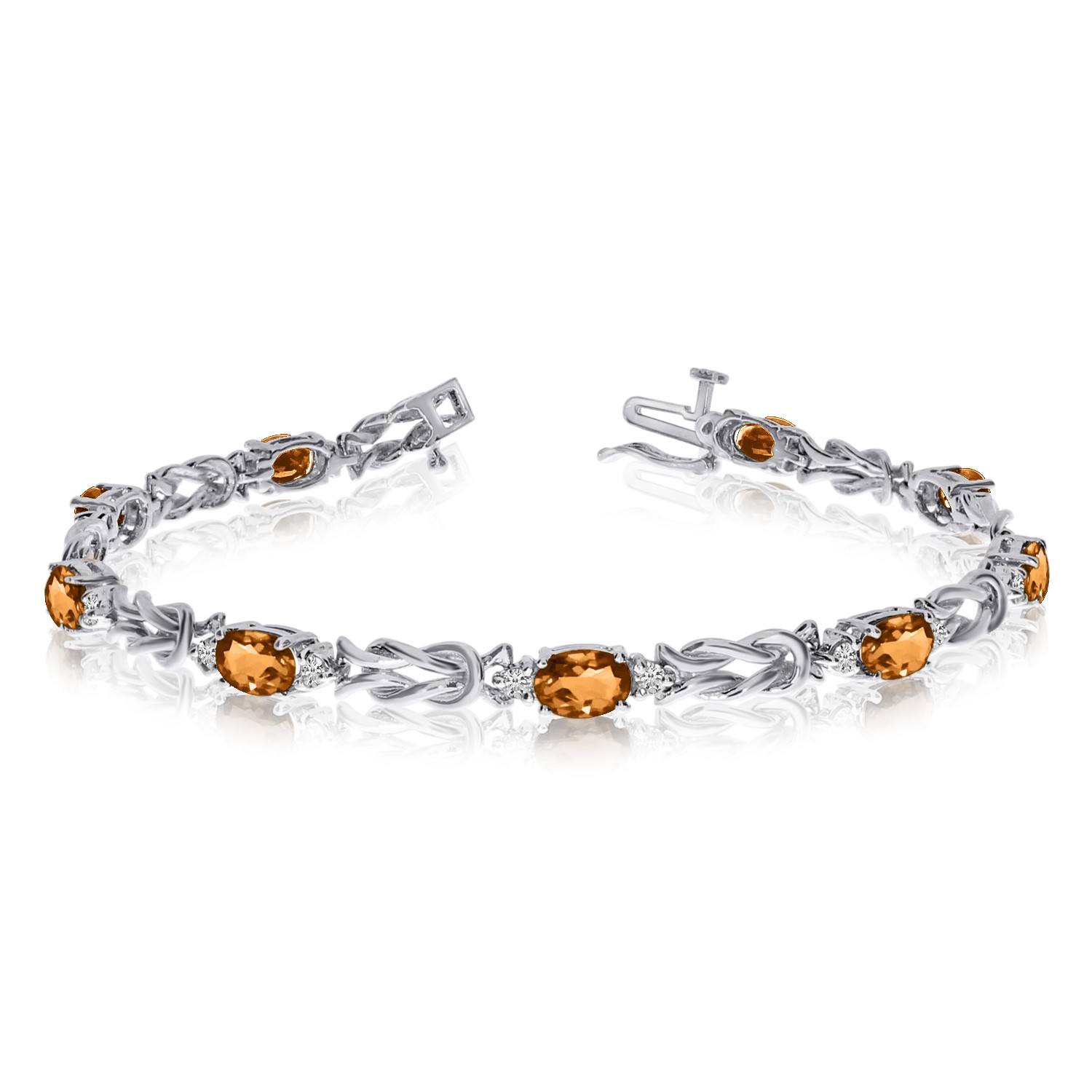 LXR 14k Weigold Natural Citrin und Diamant Tennis Armband 279 ct 1033790₽