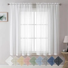 Kirei Linen White Sheer Curtains - 2 40"W X 63"L (Pack Of 2) White-texture