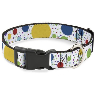 Plastic Clip Collar Dots/Grid3 White/Gray/Multi Color Large 15-24'' (US IMPORT)