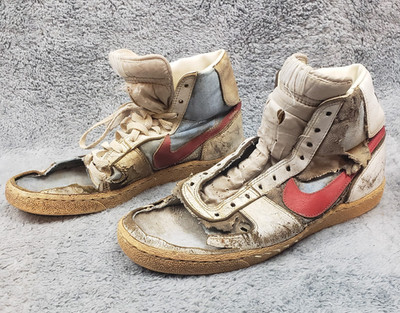 Vtg 80s Nike Shoes Original 1 Of 1 Destroyed '82 Red Blue Open Toe Zombie Blazer