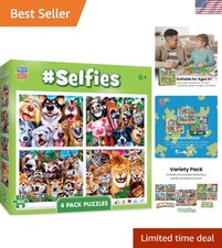 4-Pack Silly Animals Jigsaw Puzzle Set for Kids 6  - Fun  Educational