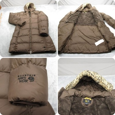 Mountain Hardwear Down Jacket Women Medium Brown Parka Fur Hood Puffer Thick