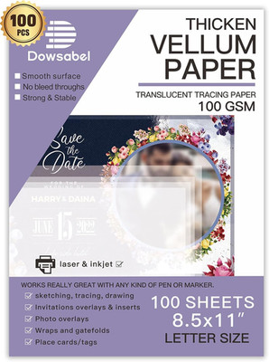 Translucent Vellum Paper,  68LBS 8.5 X 11 Inches Printable Vellums for Card Over